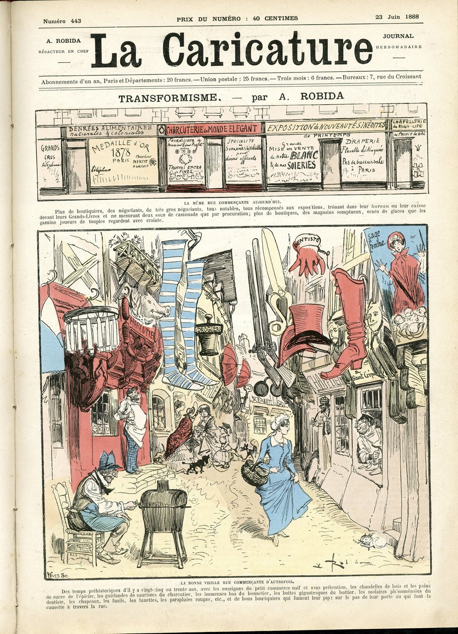 Illustratie door Albert Robida (1848-1926) voor de omslag van La Caricature (1880) door Albert Robida