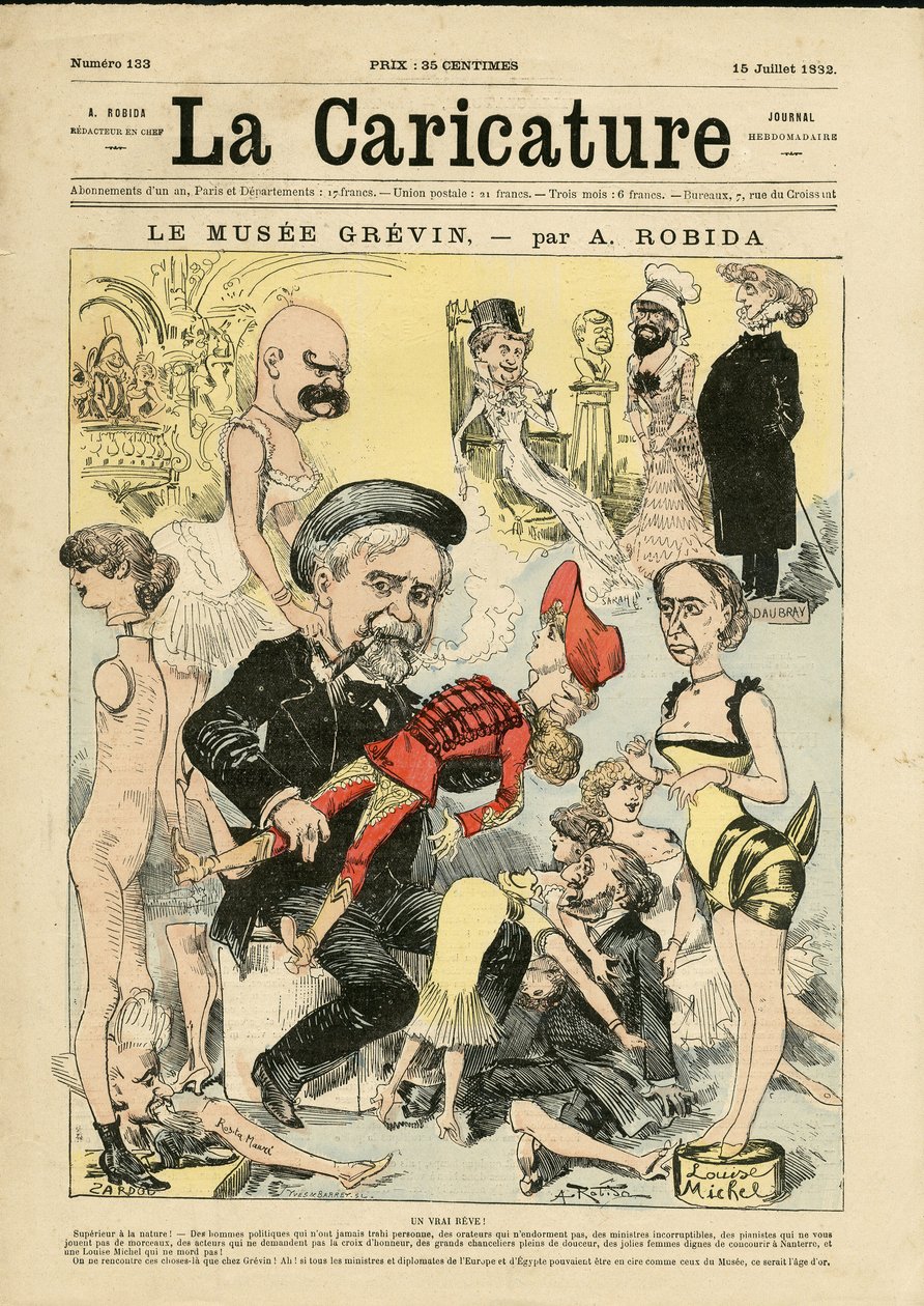Illustratie door Albert Robida (1848-1926) voor de omslag van La Caricature (1880) door Albert Robida