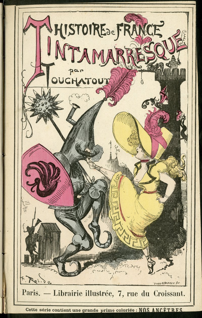 Illustratie door Albert Robida (1848-1926) in Histoire de France tintamarresque, ca. 1880 - Geschiedenis, Dans door Albert Robida