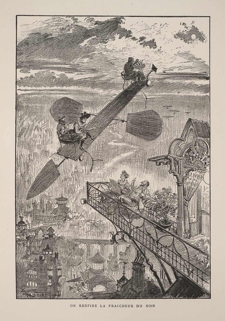 Illustratie voor Le vingtième siècle: La vie électrique door Albert Robida