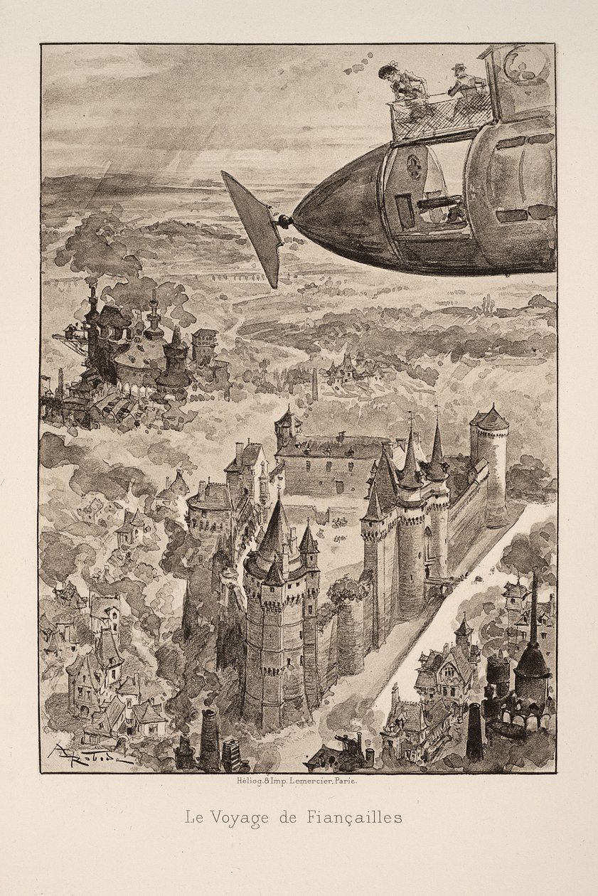 Illustratie voor Le vingtième siècle: La vie électrique door Albert Robida