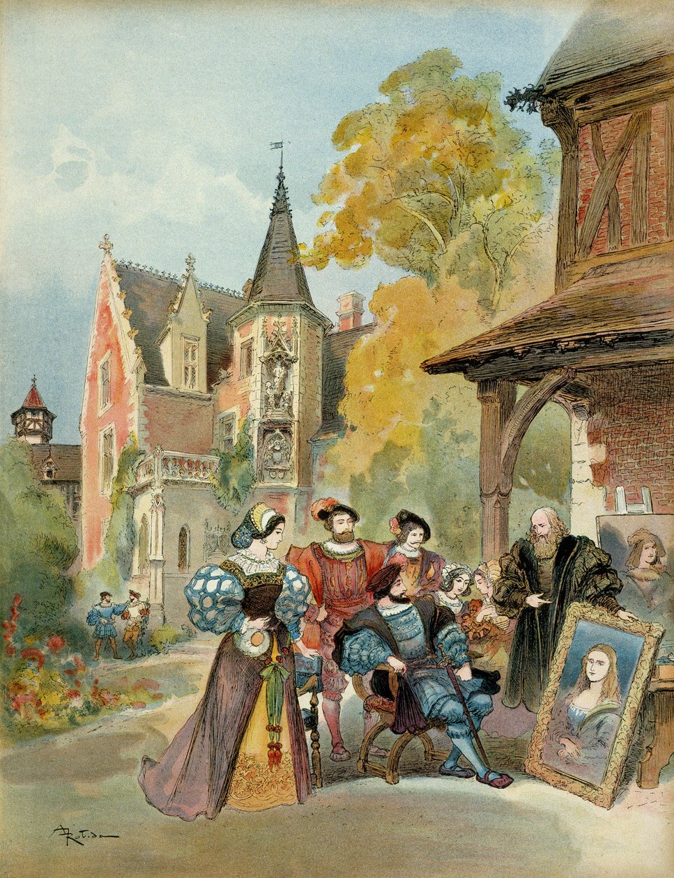 Koning Frans I (1494-1547) koopt de Mona Lisa van Leonardo da Vinci door Albert Robida
