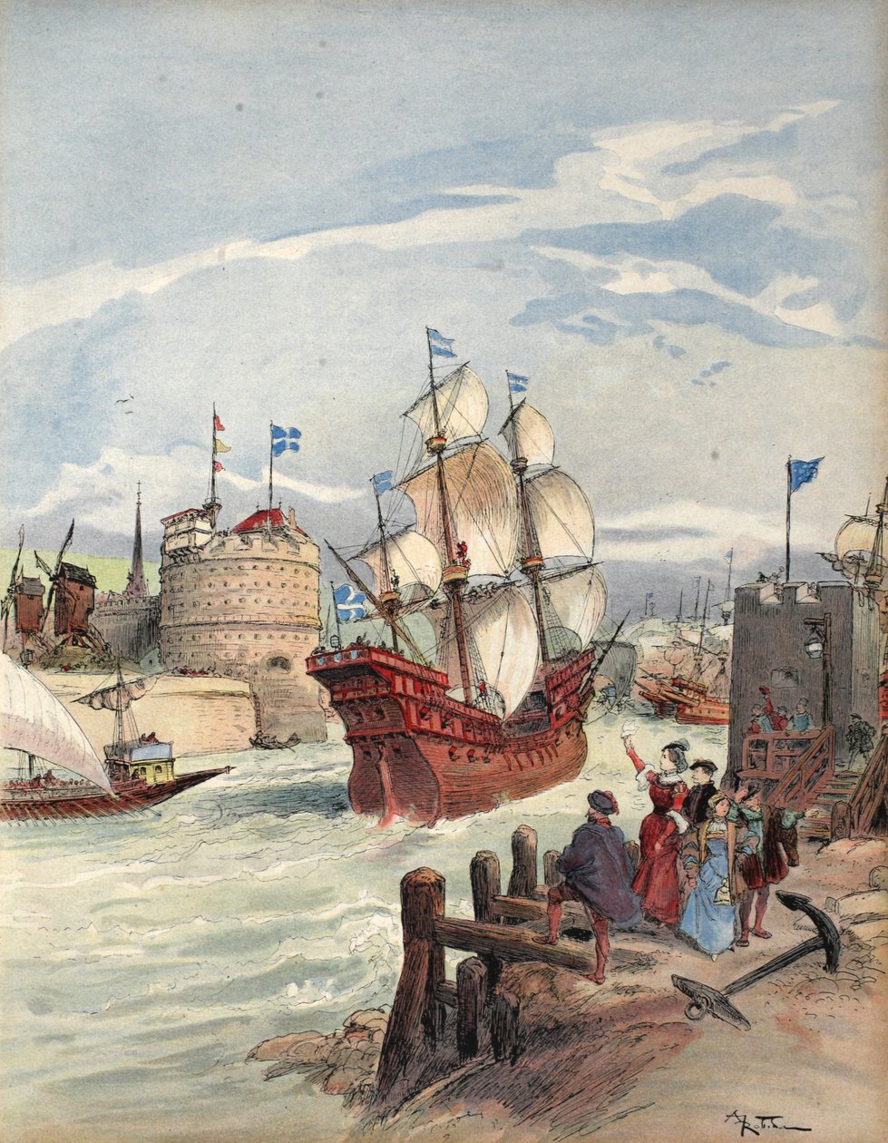 De vloot van de koning in Havre: La Belle Francoise, illustratie uit 
