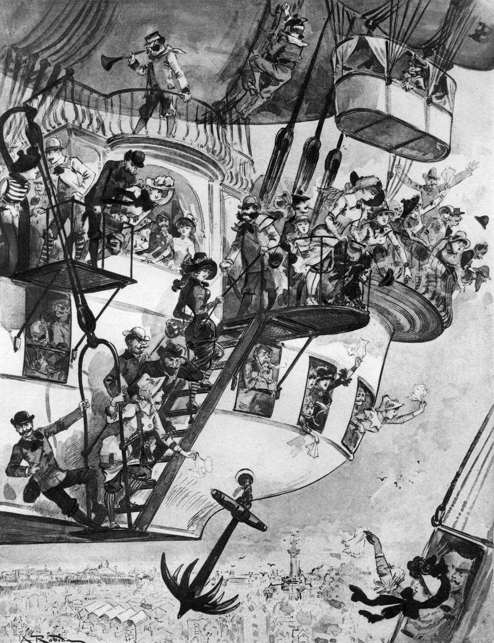 Transport van de toekomst door Albert Robida