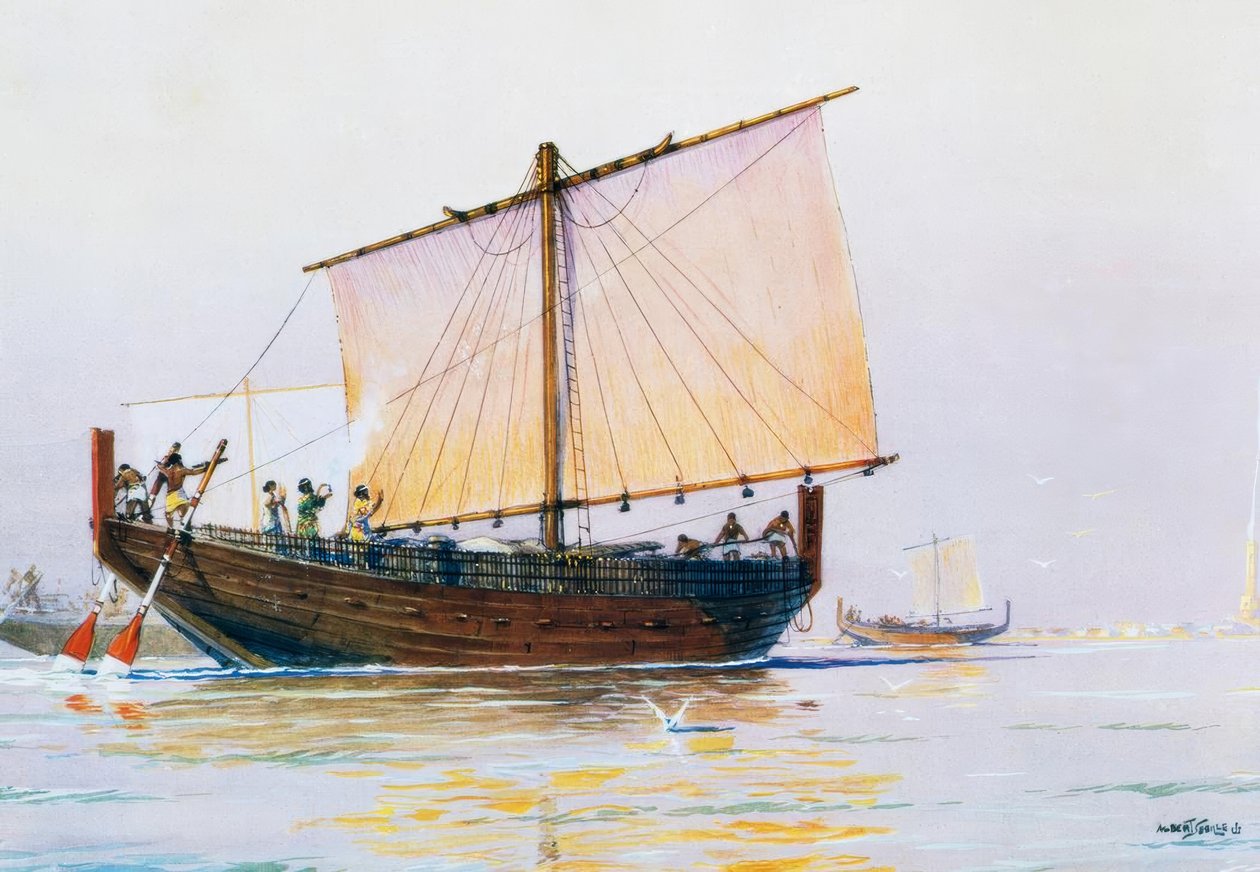 Fenicisch koopvaardijschip komt aan in Pharos door Albert Sébille