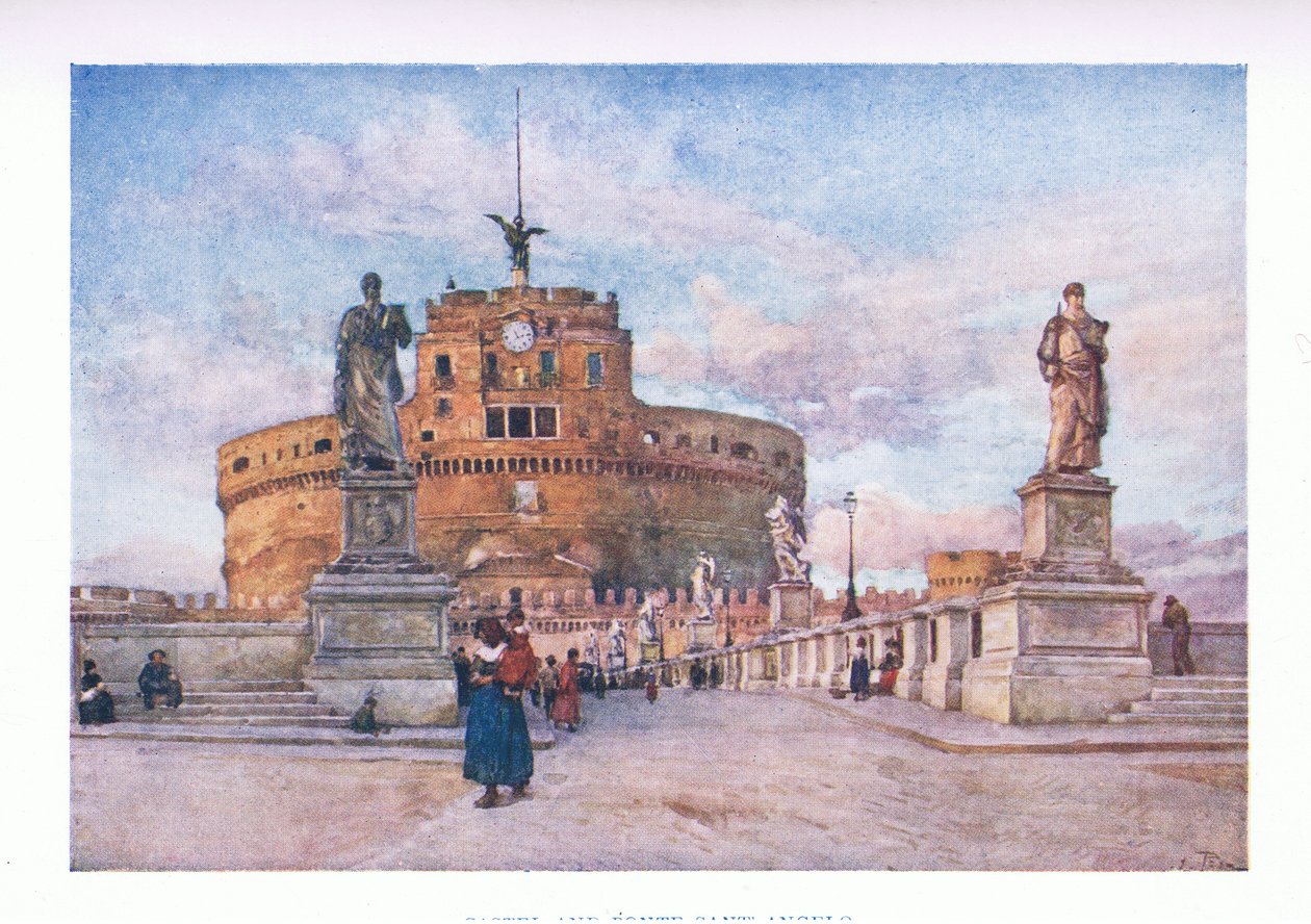 Castel en Ponte Sant Angelo, uit Rome gepubliceerd door A & C Black Ltd, 1925 door Alberto Pisa
