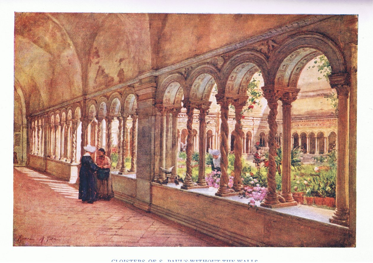 Kloosters van S. Pauls-Buiten-de-Muren, uit Rome gepubliceerd door A & C Black Ltd, 1925 door Alberto Pisa