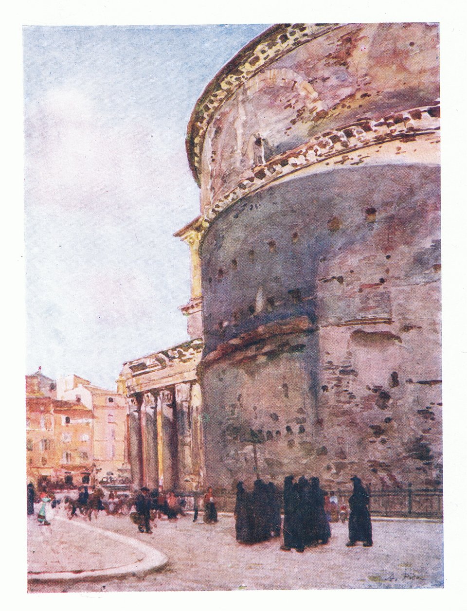 Pantheon, een zijaanzicht, uit Rome gepubliceerd door A & C Black Ltd, 1925 door Alberto Pisa