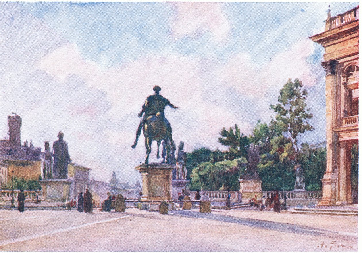 Het Capitool (bronzen standbeeld van Marcus Aurelius), uit Rome gepubliceerd door A & C Black Ltd, 1925 door Alberto Pisa