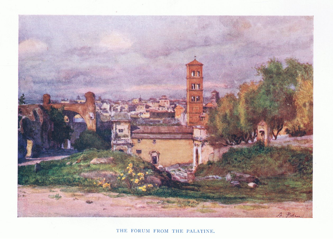 Het Forum, vanaf de Palatijn, uit Rome gepubliceerd door A & C Black Ltd, 1925 door Alberto Pisa