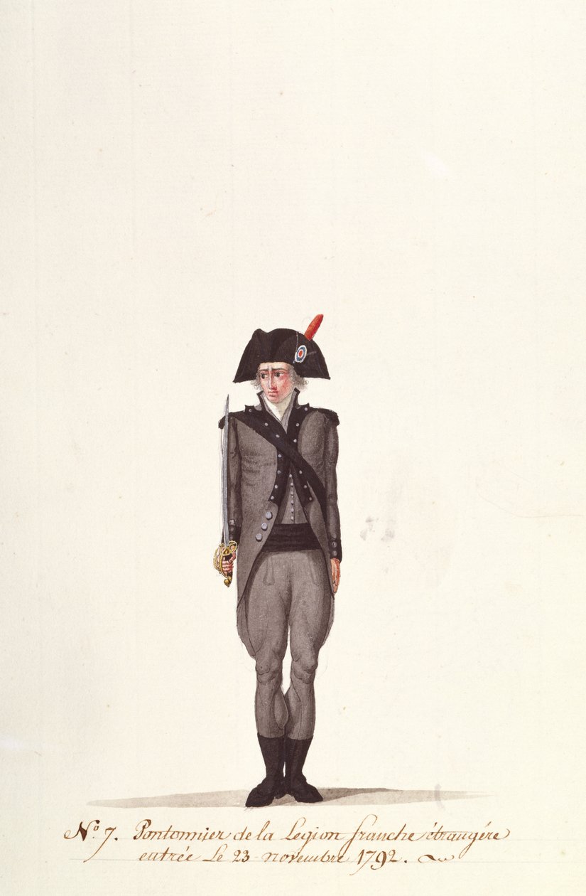 Een pontoneer van het Franse Vreemdelingenlegioen, uit Coppetiers, 23 november 1792 door Albertus Gregorius