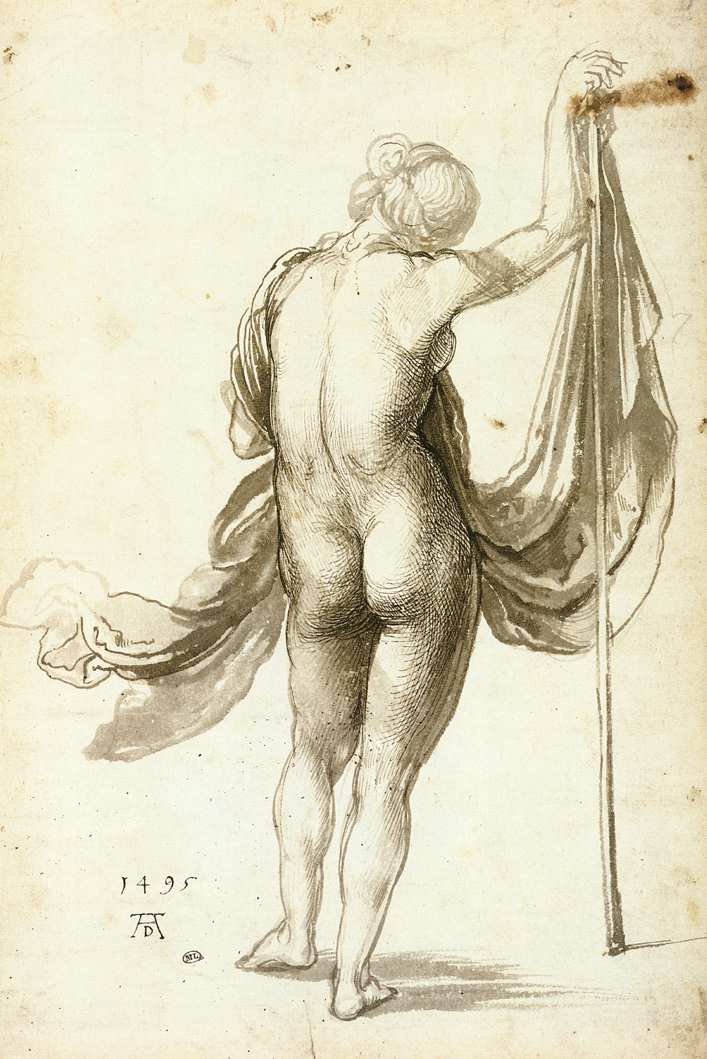 Vrouwelijk naakt van achteren door Albrecht Dürer
