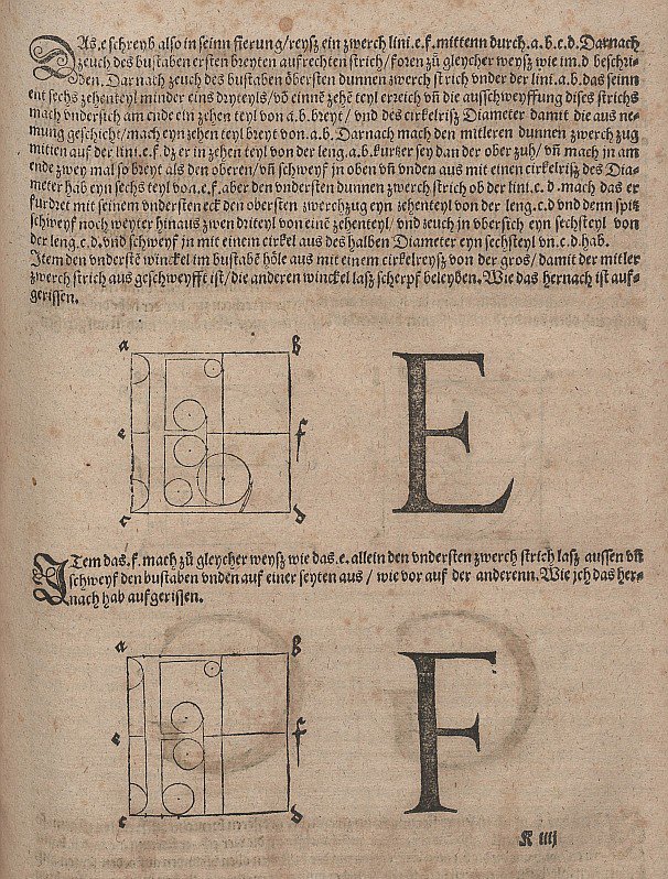 Constructie van letters door Albrecht Dürer