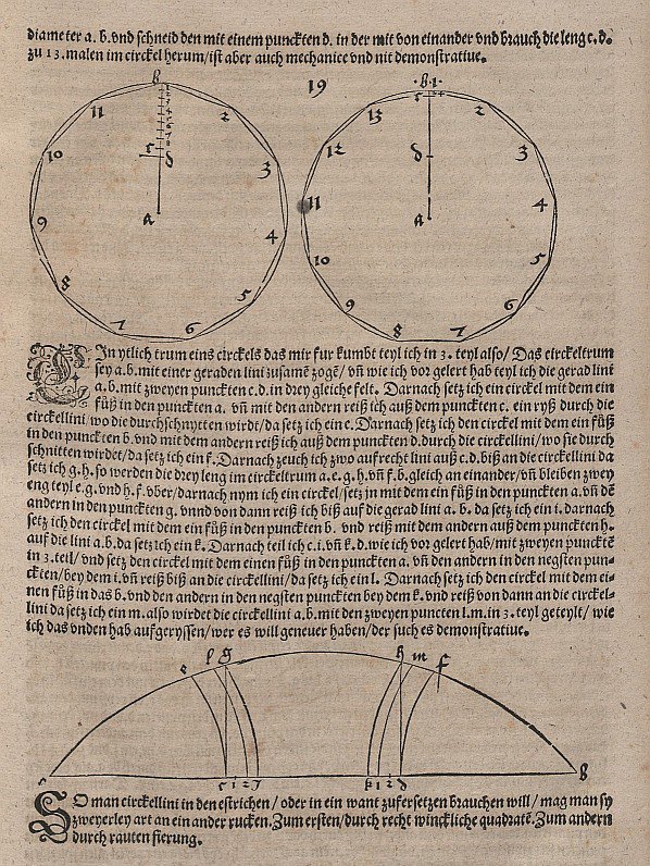 Constructie van regelmatige elf- en dertienhoeken door Albrecht Dürer