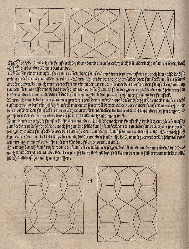 Parketvloeren met ruiten en regelmatige vijfhoeken door Albrecht Dürer