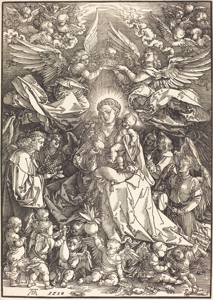De Maagd omringd door vele engelen door Albrecht Dürer