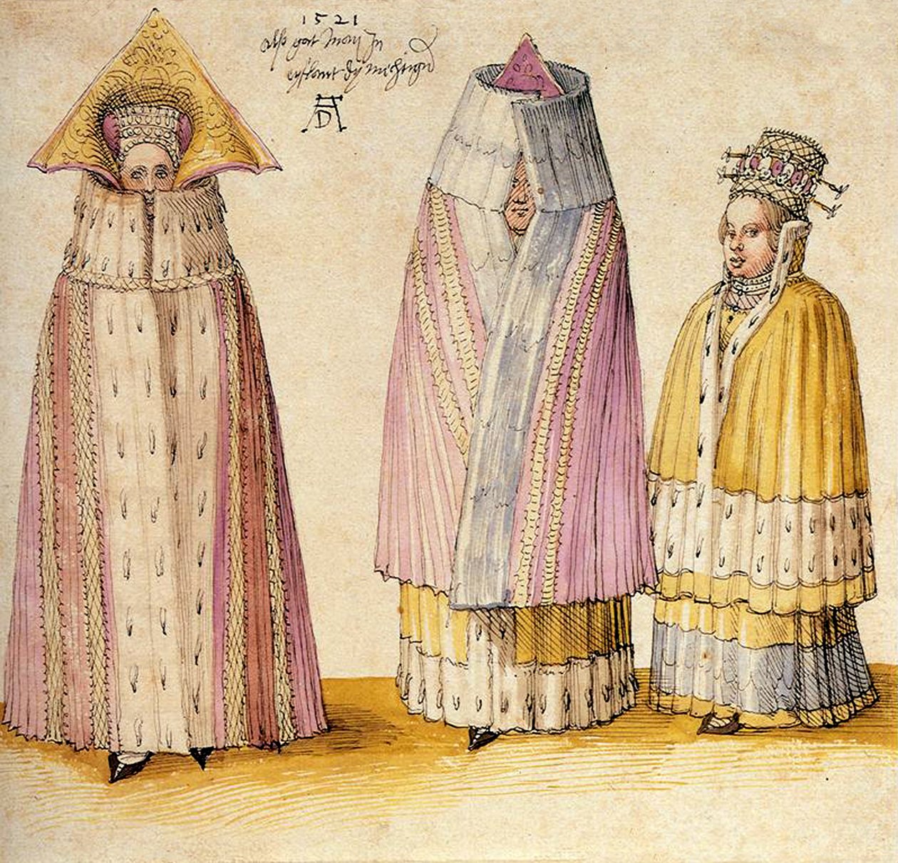 Drie machtige dames uit Livonia door Albrecht Dürer