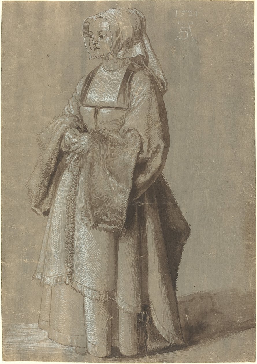 Jonge vrouw in Nederlandse kleding door Albrecht Dürer