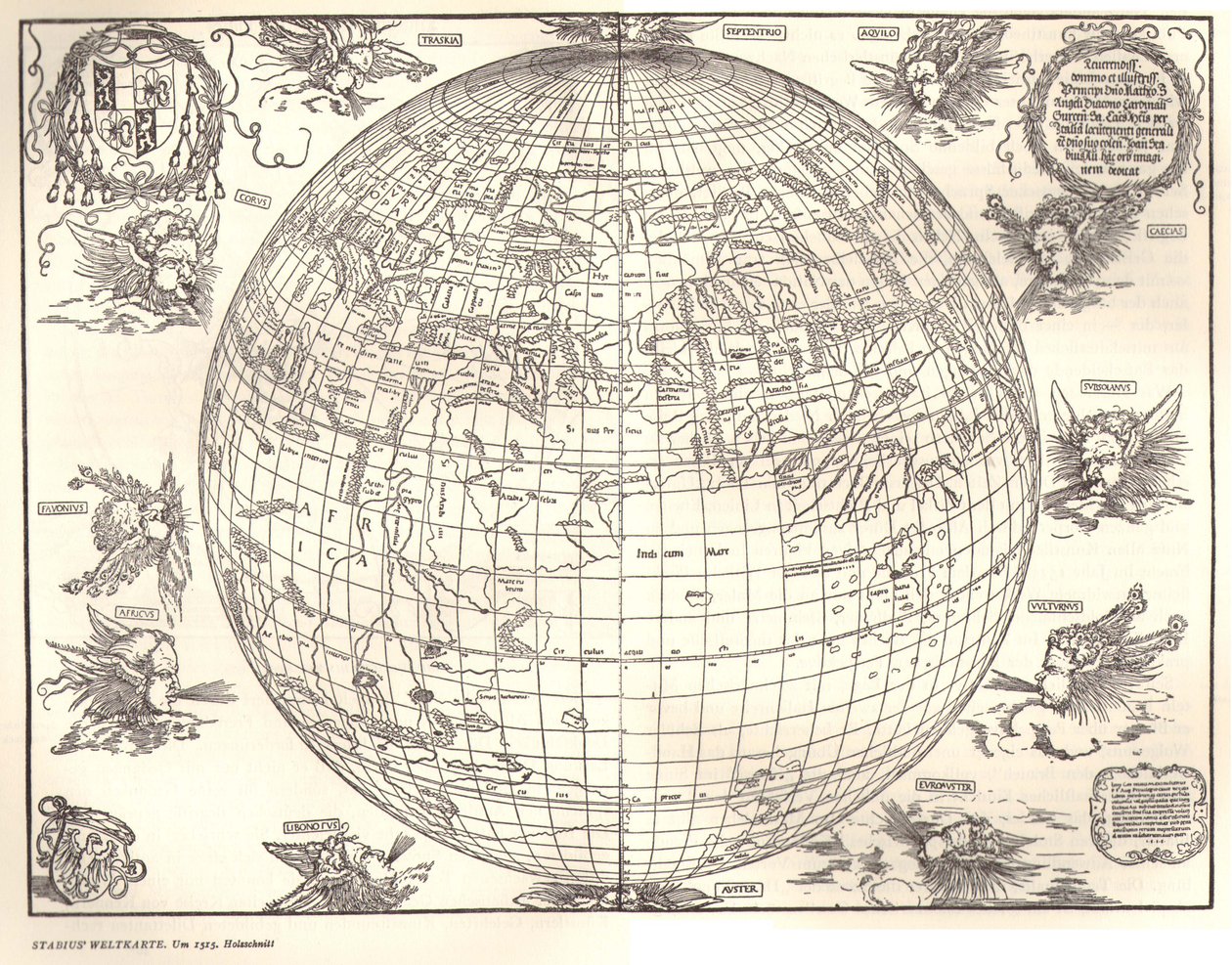 Dit is waarschijnlijk de vroegste perspectivische weergave van de aarde als een bol door Albrecht Dürer Johannes Stabius