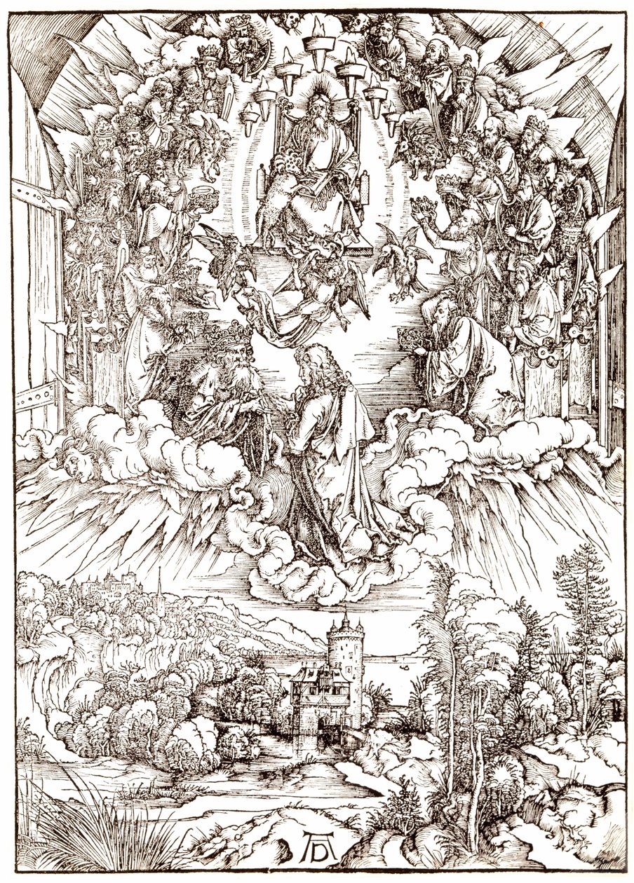 Sint Jan voor God en de Ouderen, uit Apocalyps door Albrecht Dürer