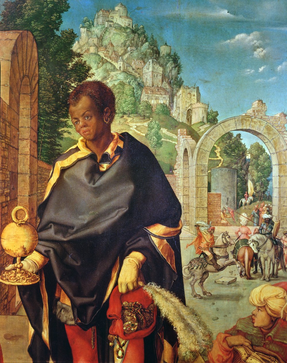 De Aanbidding der Wijzen (detail van Balthazar) door Albrecht Dürer