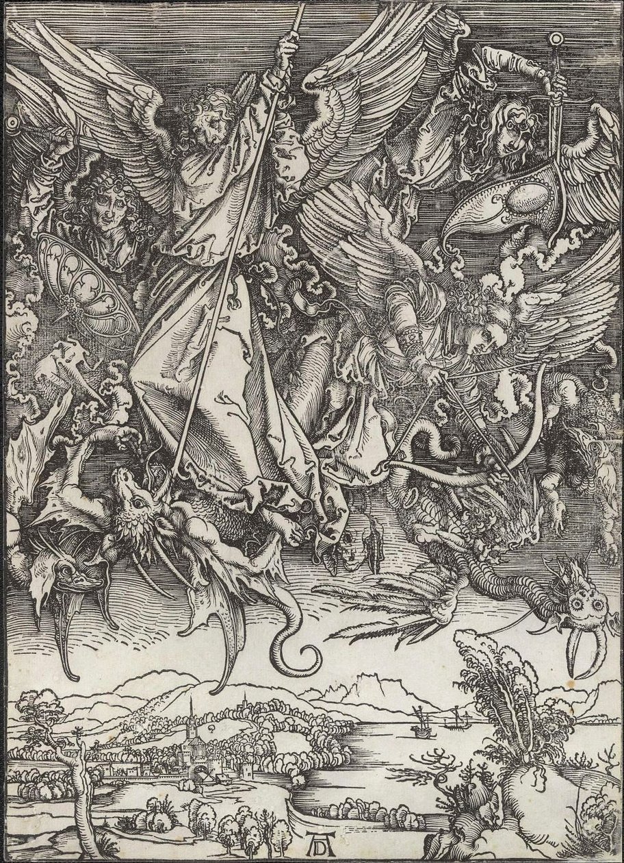 Sint Michaël vecht tegen de draak door Albrecht Dürer