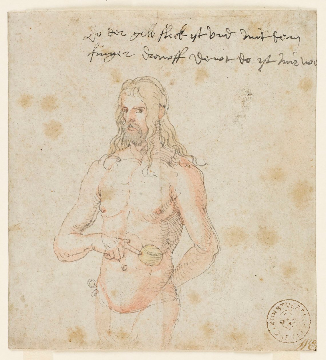Zelfportret, ziek, ca. 1506-07 (bruine pen  aquarel) door Albrecht (attr. to) Durer or Duerer