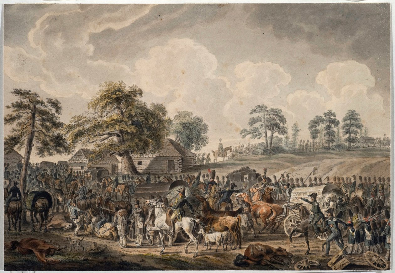 De Grote Leger steekt de rivier Daugava over op 24 juli 1812 door Albrecht Adam