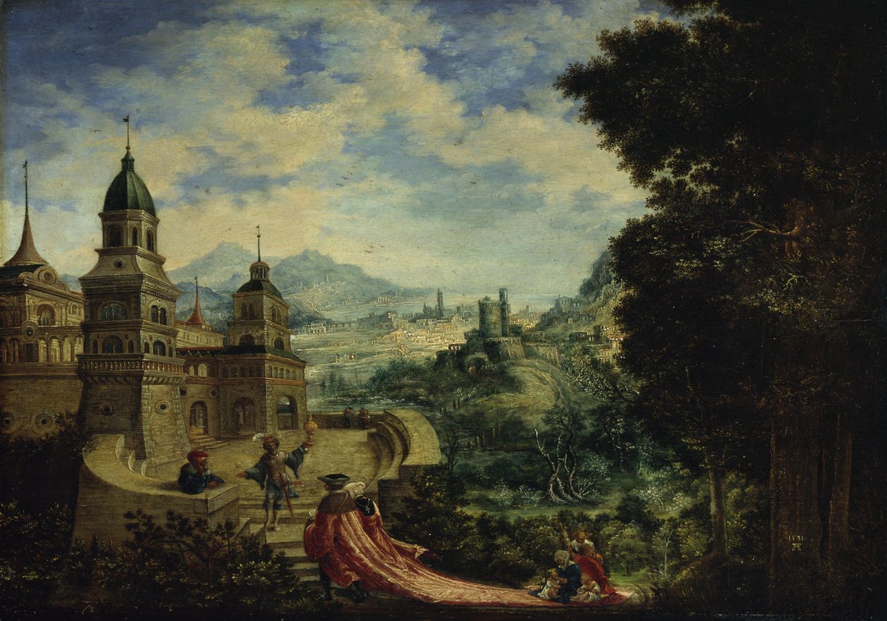 Allegorie van de welvaart in het kielzog van vorstelijke pracht en praal door Albrecht Altdorfer