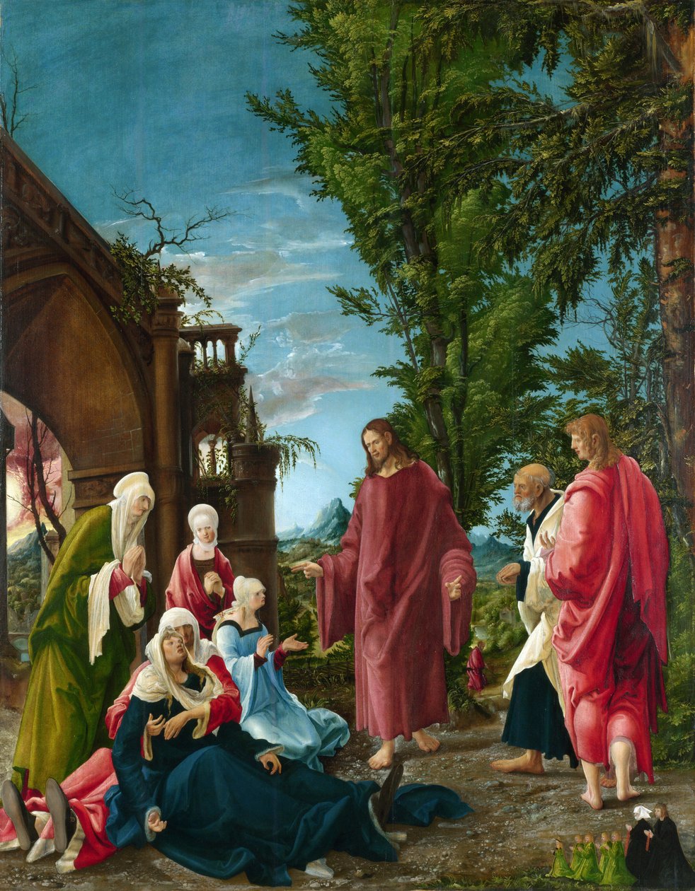 Christus neemt afscheid van zijn moeder door Albrecht Altdorfer