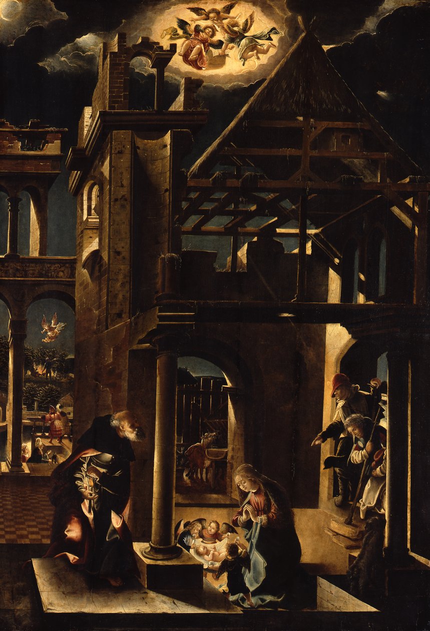 De aanbidding van de herders door Albrecht Altdorfer