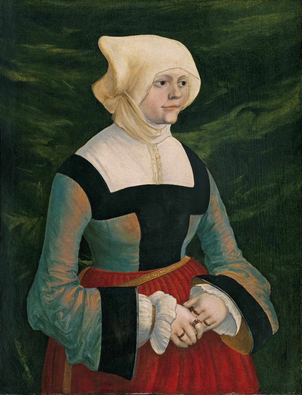 Duits: Bildnis einer jungen Frau Portret van een jonge vrouw door Albrecht Altdorfer