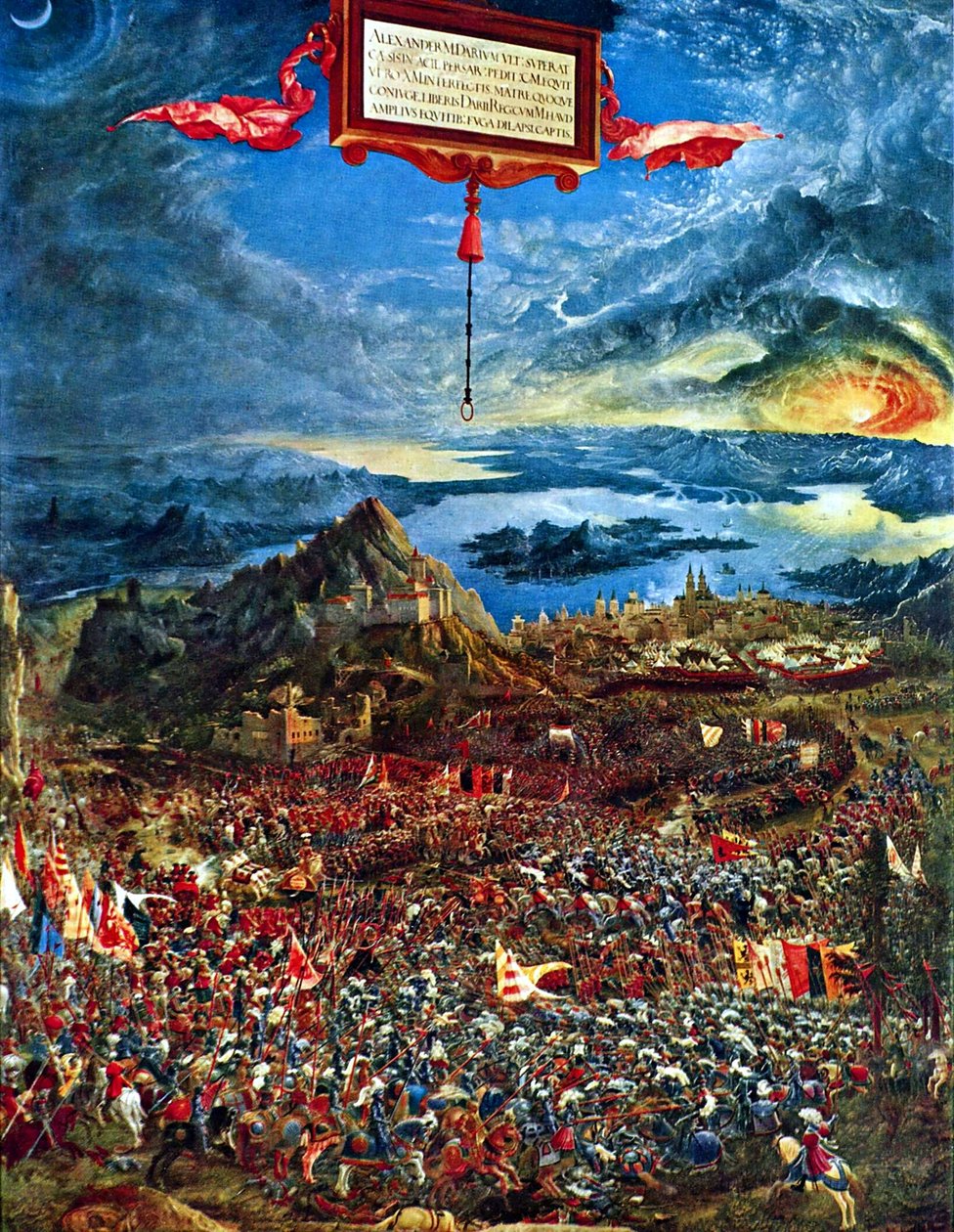 Duits: Historienzyklus: Alexanderschlacht (Schlacht bei Issus) De slag van Alexander bij Issus door Albrecht Altdorfer