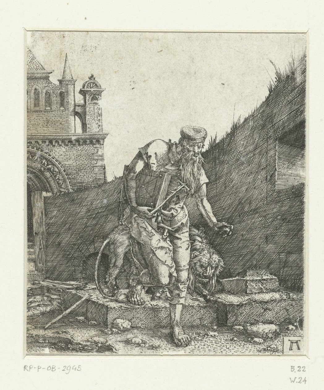 Sint Hiëronymus op de binnenplaats van een kerk door Albrecht Altdorfer