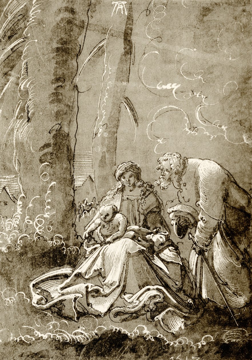 Heilige Familie in het bos door Albrecht Altdorfer
