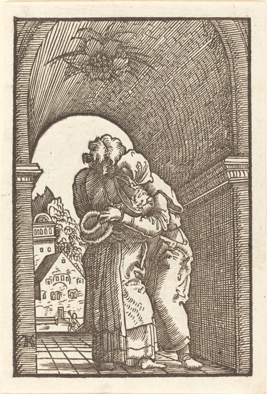 Joachim omhelst Anna door Albrecht Altdorfer