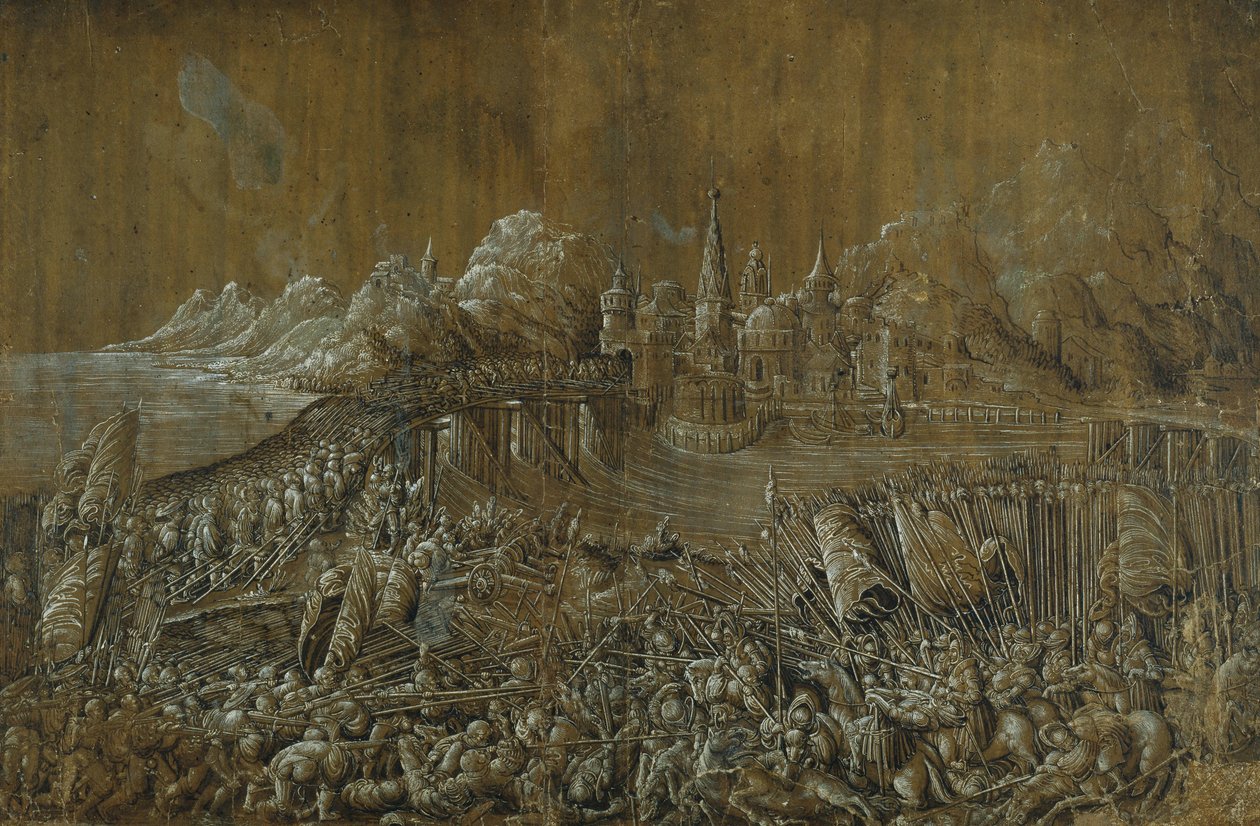 Landknechten, Slag op een brug door Albrecht Altdorfer