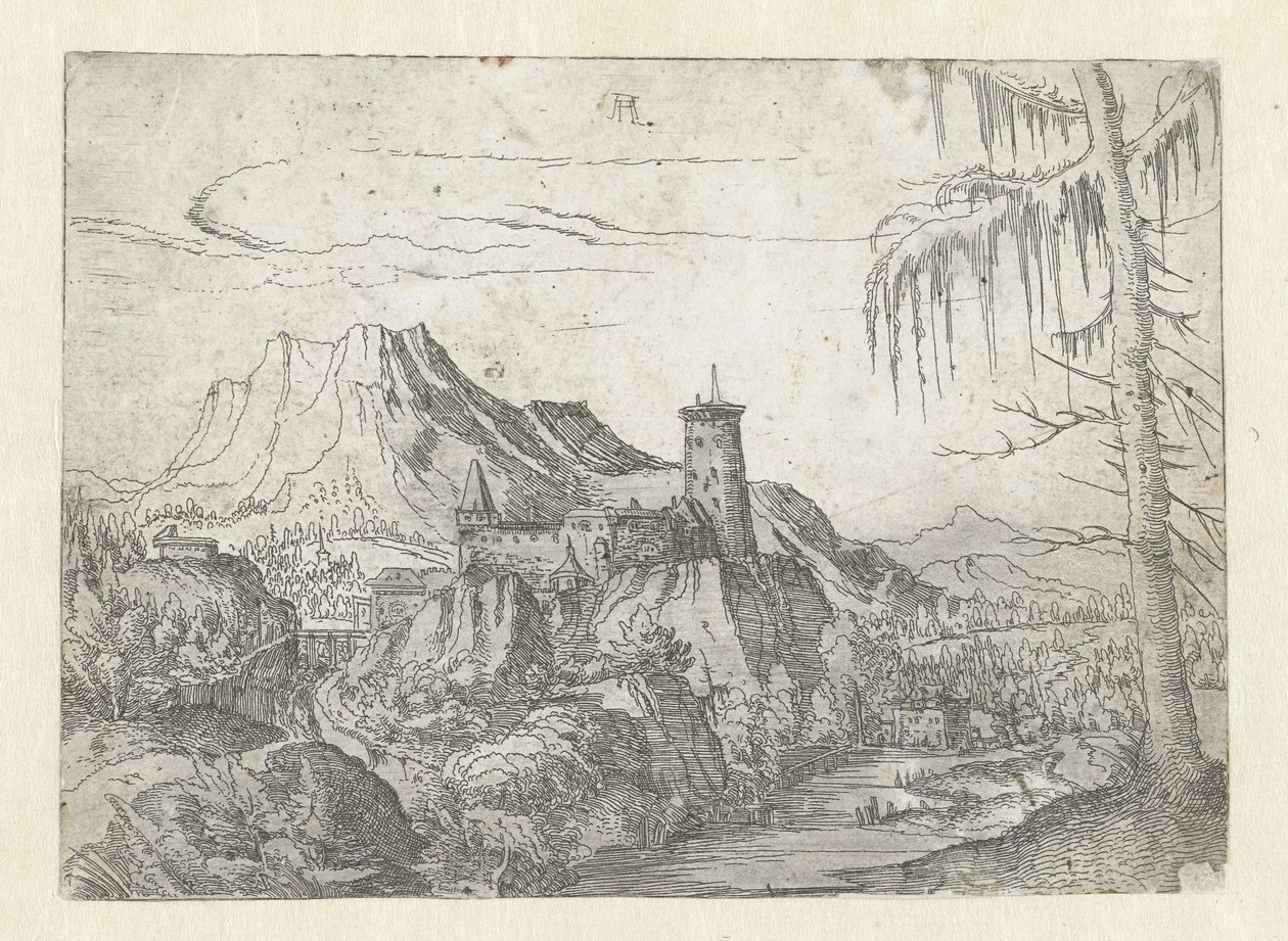 Landschap met groot kasteel door Albrecht Altdorfer