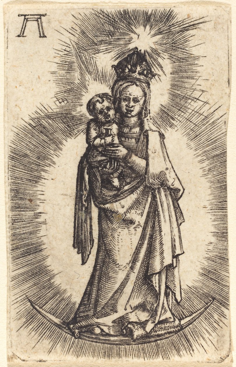Madonna en kind staand met een halve maan door Albrecht Altdorfer