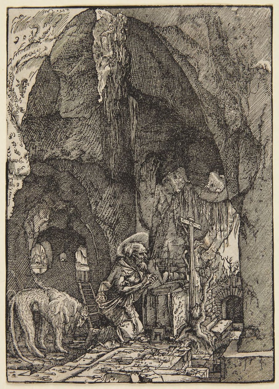 Sint-Hiëronymus in een grot door Albrecht Altdorfer