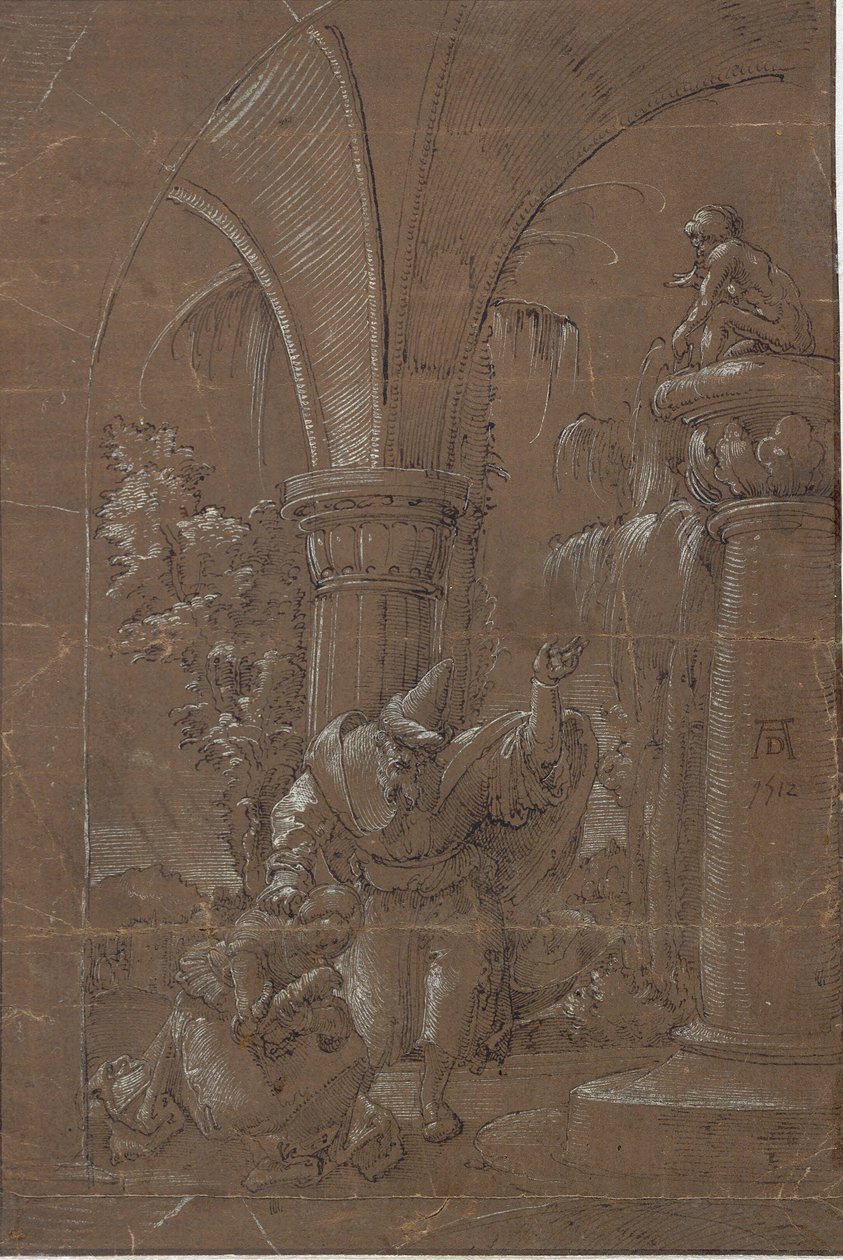 St. Catharina van Alexandrië weigert het afgodsbeeld te aanbidden (?) door Albrecht Altdorfer