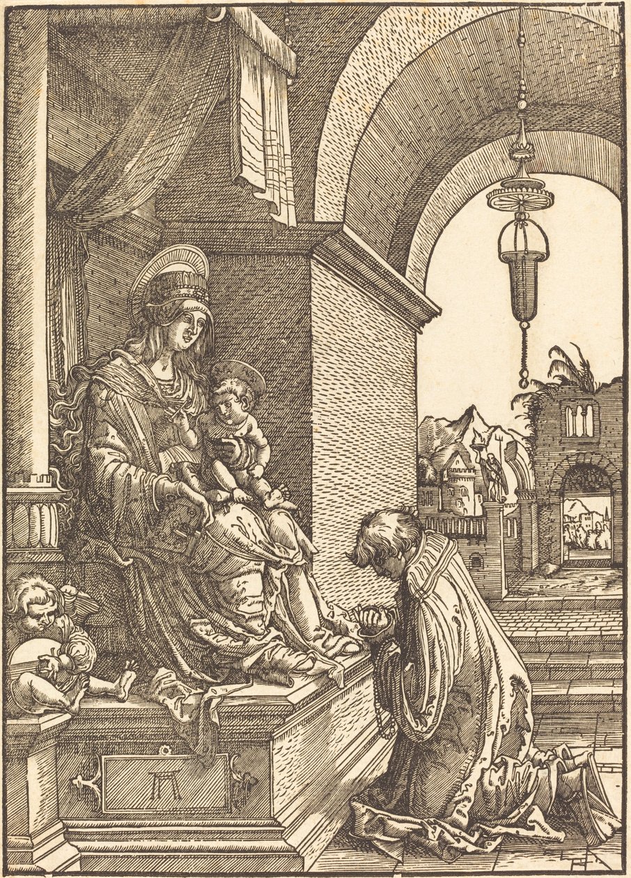 Smeekeling Knielend voor de Maagd en Kind door Albrecht Altdorfer