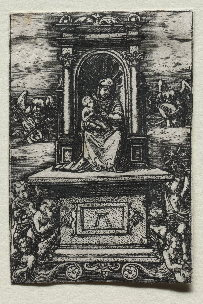De Mooie Maagd van Ratisbon op een Altaar door Albrecht Altdorfer