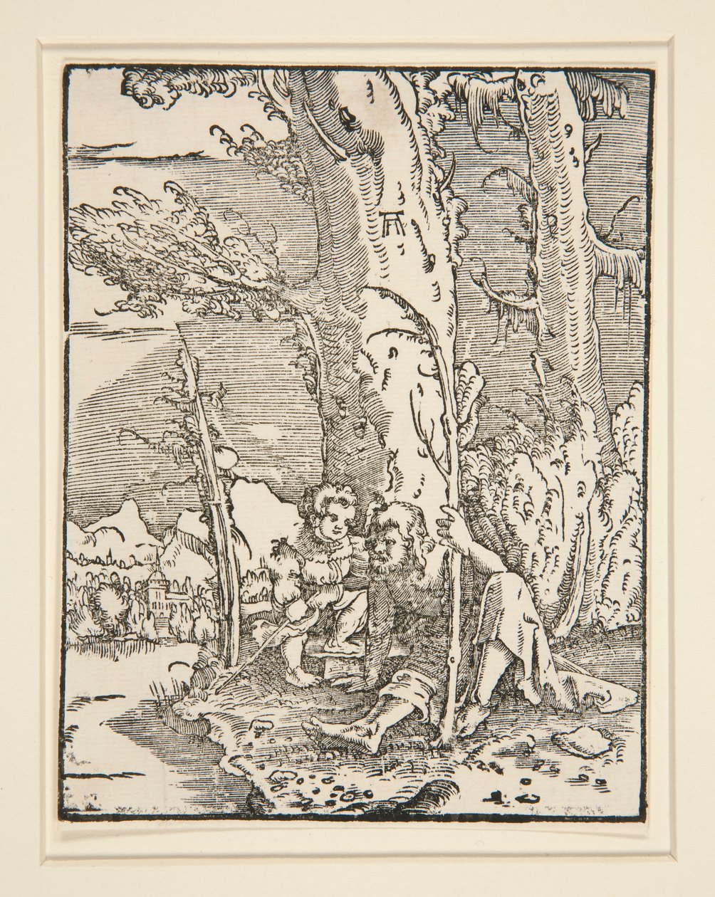 Het Kind Jezus met Sint Christoffel, uit de serie De Val en Verlossing van de Mens door Albrecht Altdorfer