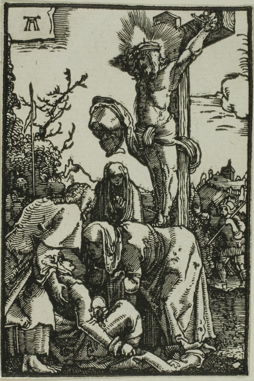 De kruisiging, uit De Val en Verlossing van de Mens door Albrecht Altdorfer