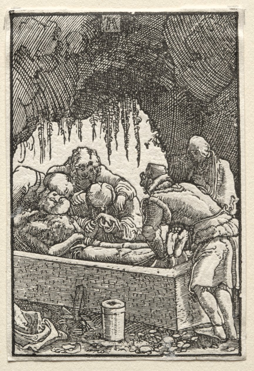 De val en verlossing van de mens: Begrafenis van Christus door Albrecht Altdorfer