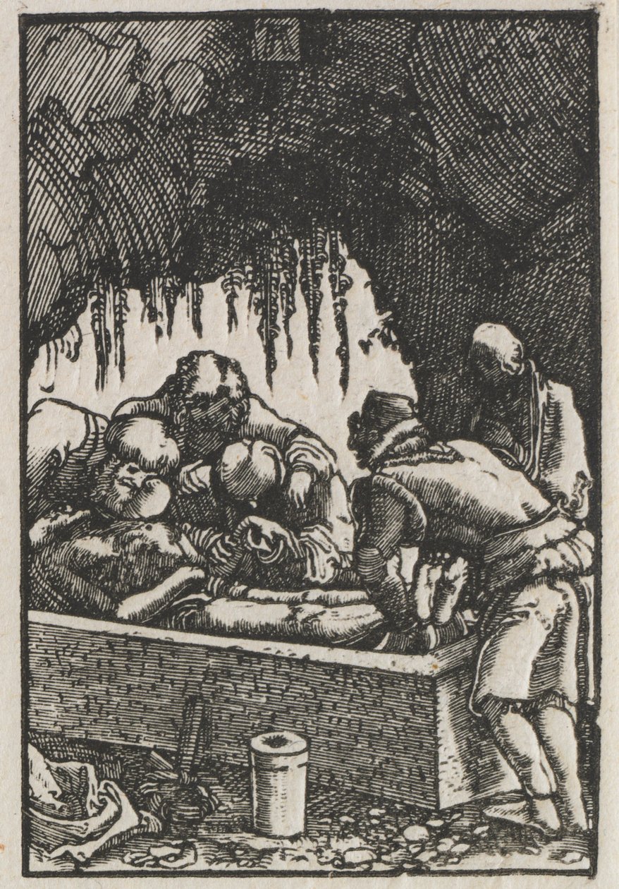 De Val en Verlossing van de Mens: De Begrafenis van Christus door Albrecht Altdorfer