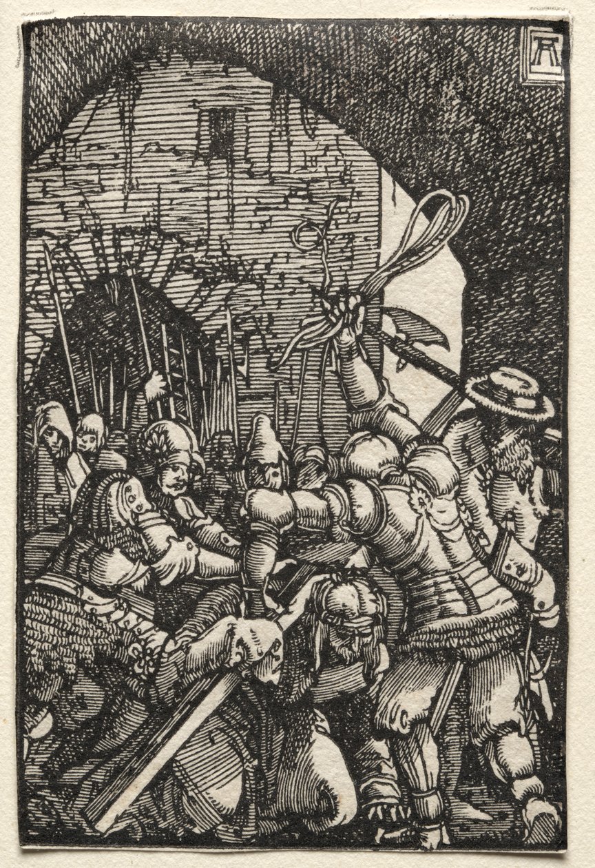 De val en verlossing van de mens: Christus draagt het kruis door Albrecht Altdorfer