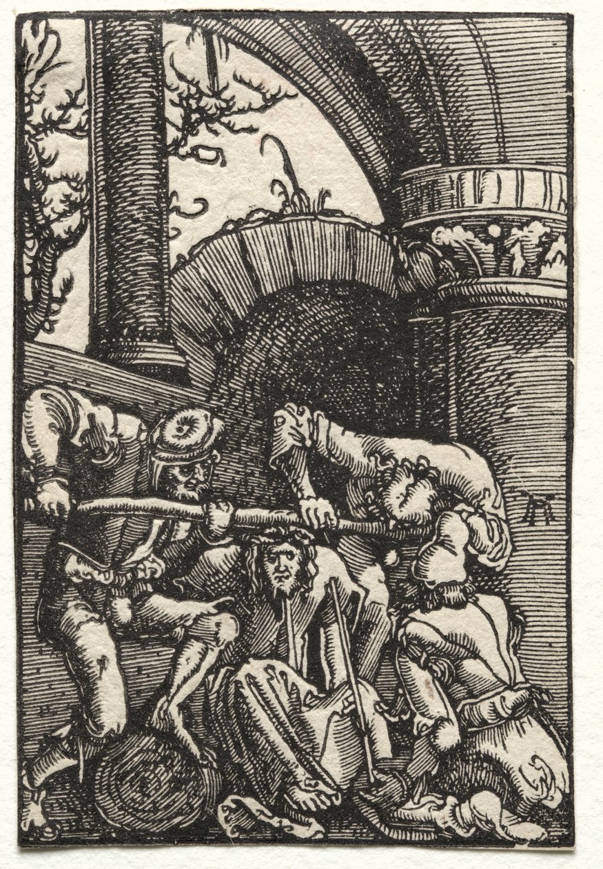 De val en verlossing van de mens: Christus gekroond met doornen door Albrecht Altdorfer
