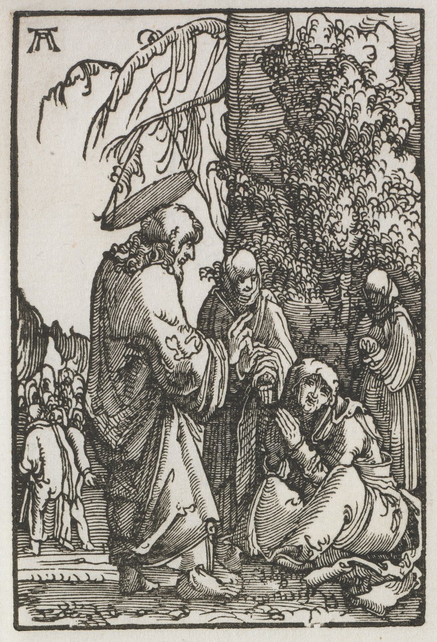 De Val en Verlossing van de Mens: Christus neemt afscheid van zijn Moeder voor de Passie door Albrecht Altdorfer
